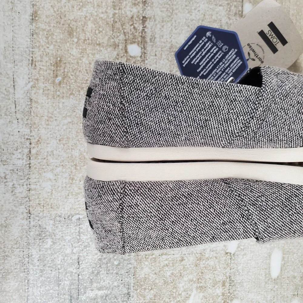 Toms Alpargata Womens Flats Sz 5 Black Earthwise Heathered Knit Slip On Loafers - Picture 6 of 12